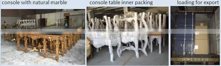 French style console table with Green marble top