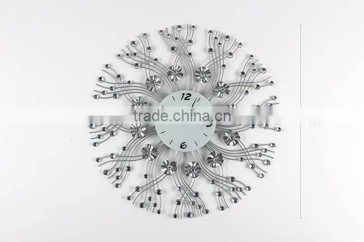 Metal wall clock with flower digital clock