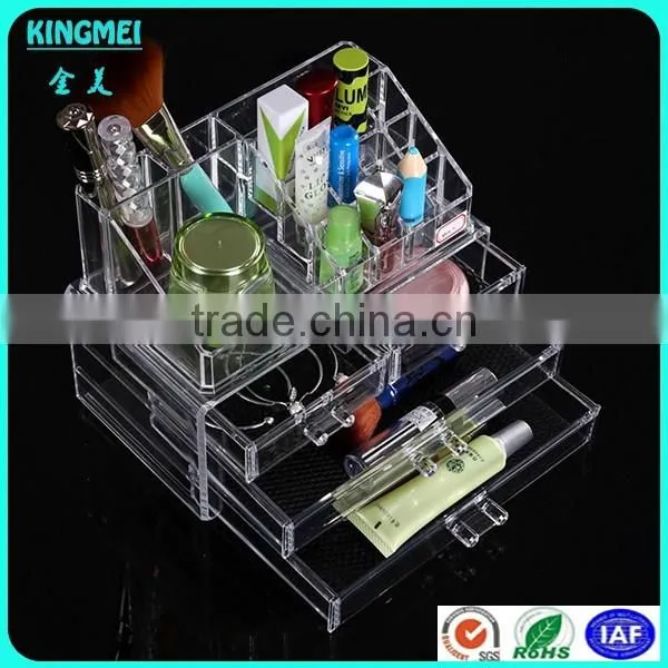 Hot sale clear plastic plexiglass makeup organizer & large makeup organizer storage box & cosmetic makeup organizer