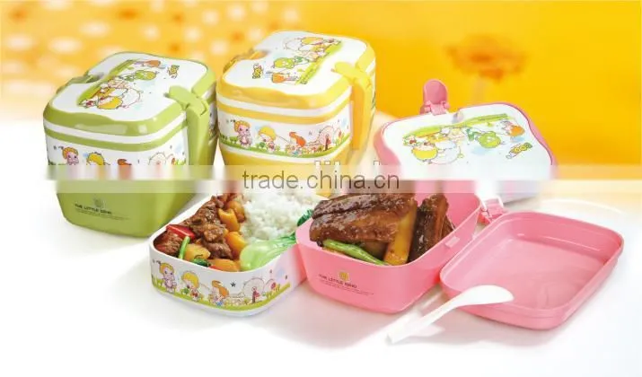 Plastic small round double lunch boxes/Insulation boxes