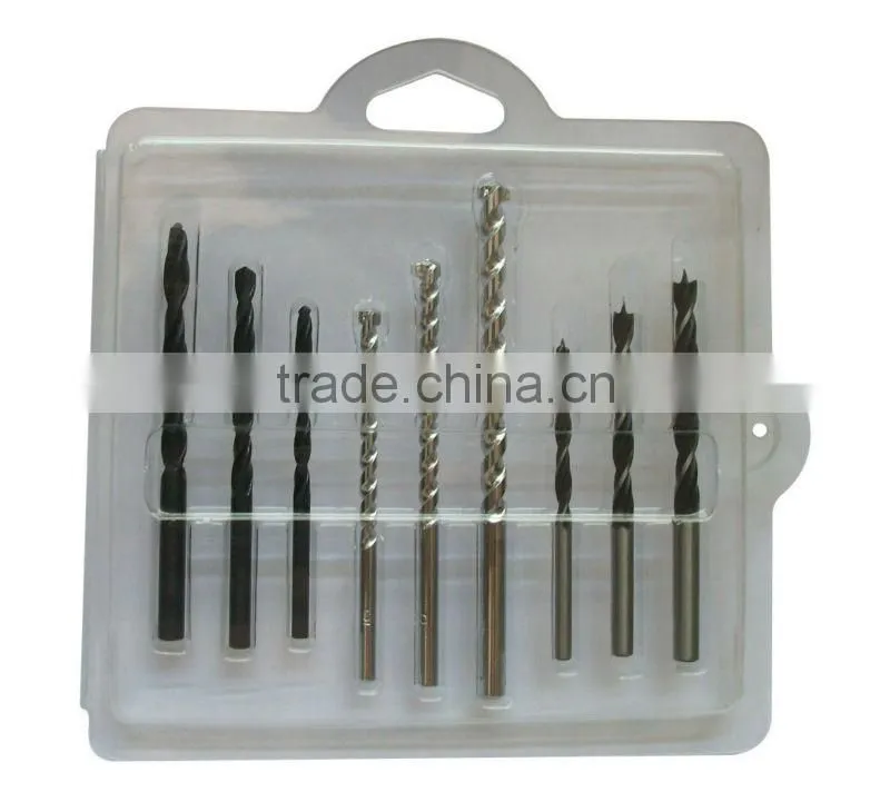 9PC Twist Drill &Wood Drill&Masonry Drill Bit Set
