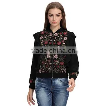 Latest fashion Womens 2017 jackets custom embroidery designs
