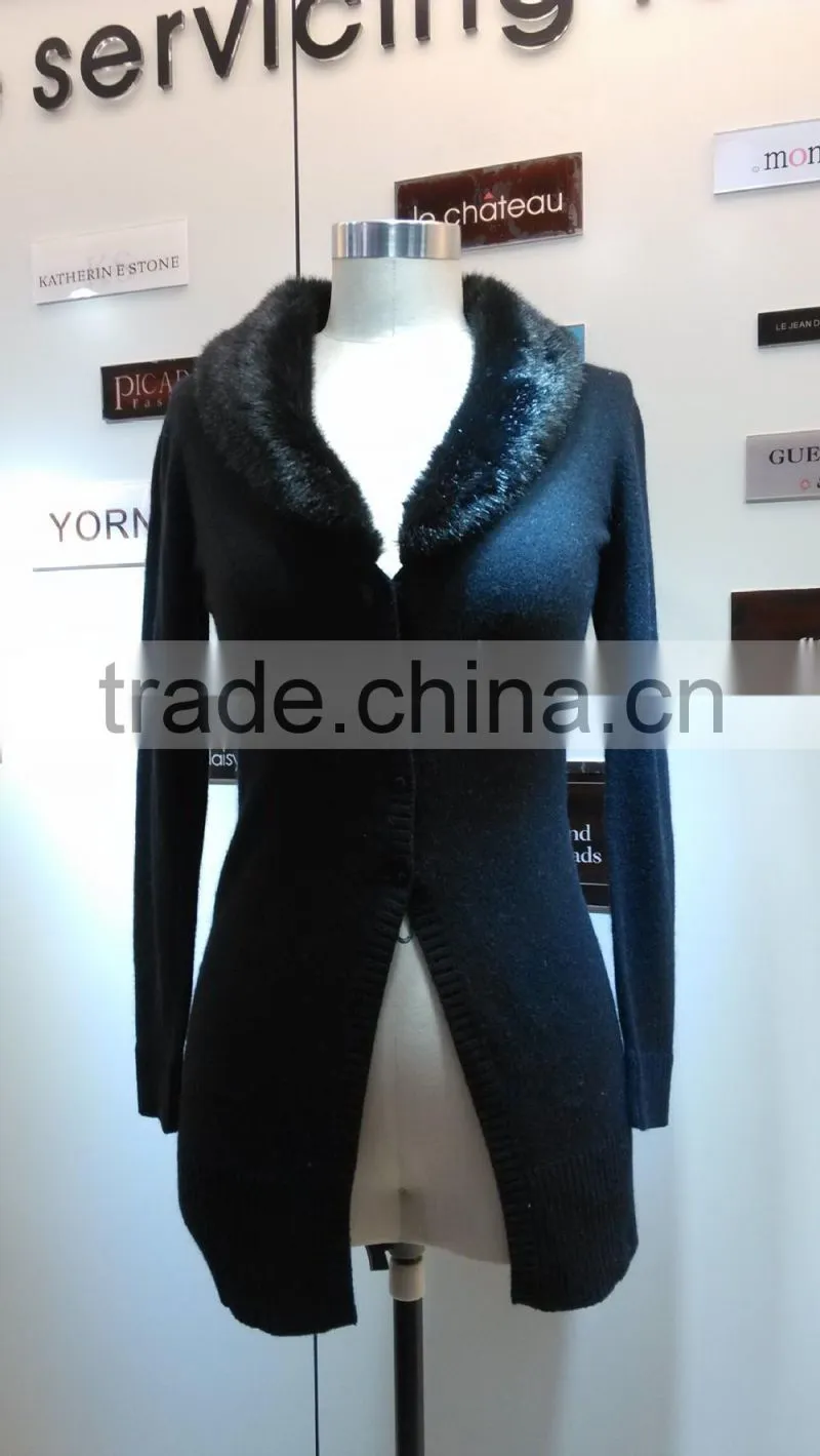 2014 Ladies knitted sweater,cardigan with collar