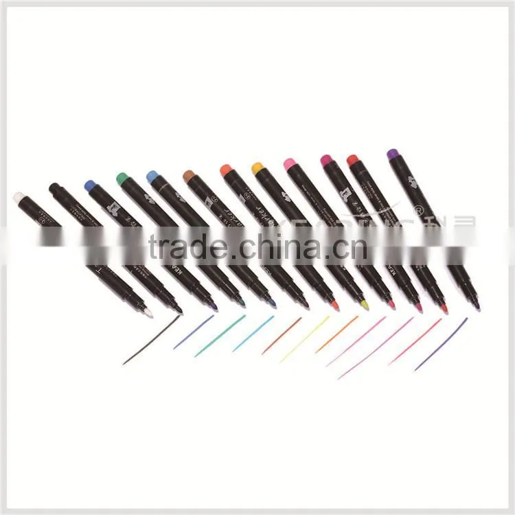 Kearing brand fabricate 12pcs/set 2.0mm nibs fabric marker ingrnious 12 colors fabric permanent T shirt marker pen#FM212