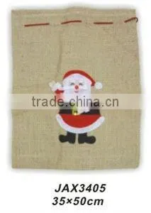 Linen x'mas bag with snowman patch