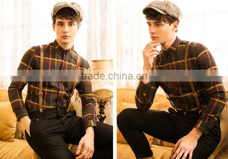 new design made to measure checks cotton slim men shirt BSB009