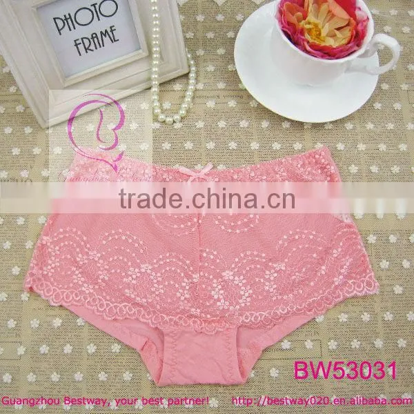Open hot sex girl photo of sexy stock products sexy boyshort panties front transparent floral lace with bow back bamboo fabric