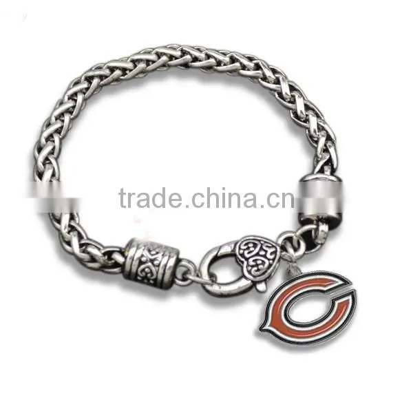 European style twist bracelet Fire girl heart charms bracelet unique design alloy charm chain bracelet
