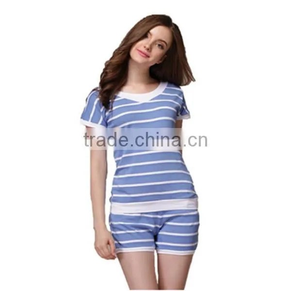 Custom cheap blank striped women loose t shirt