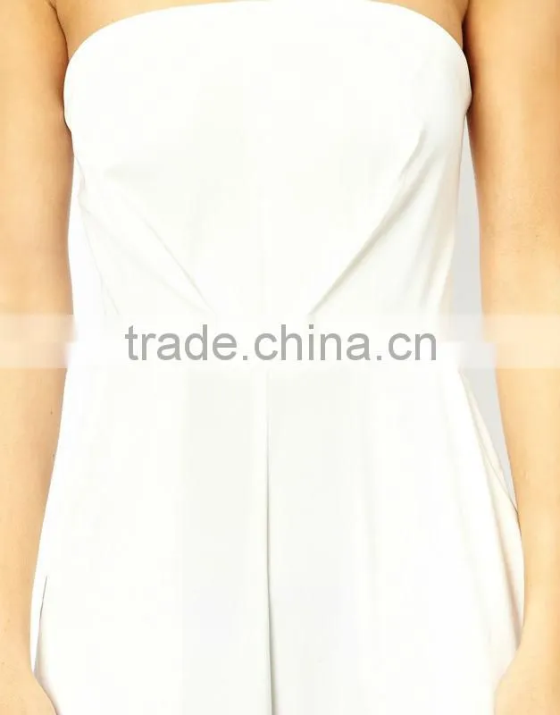 Wholesale latest design white bandeau 7/8 tailored jumpsuit for summer