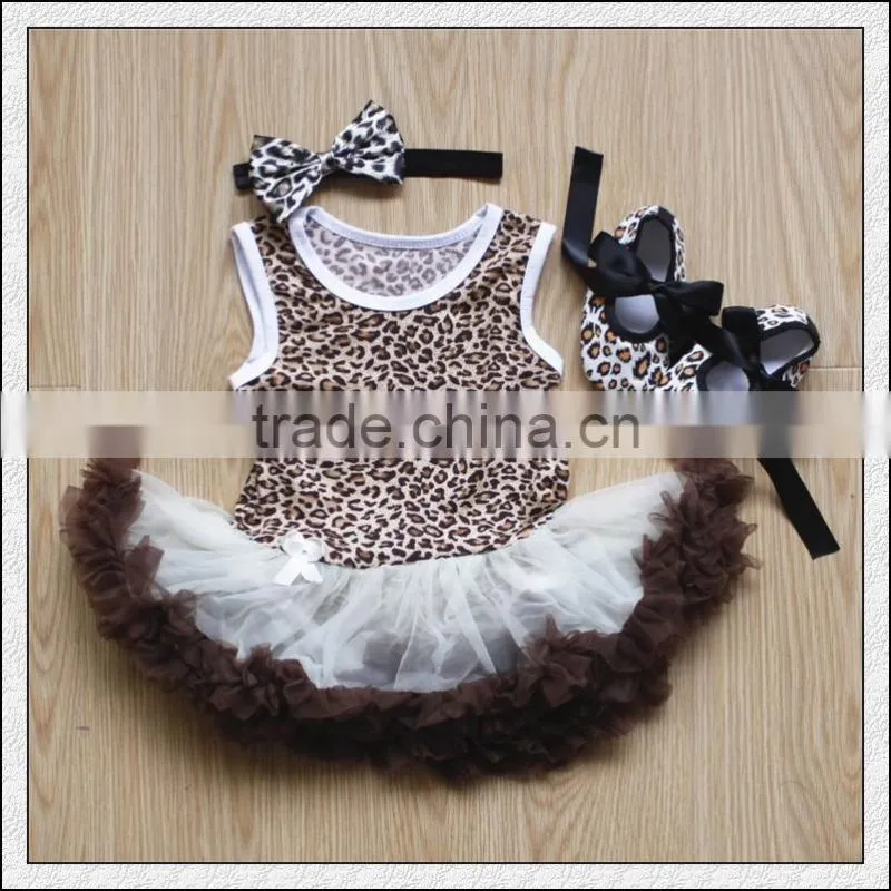 Wholesale 2015 Baby Girl Infant 3pcs Clothing Sets Tutu Romper Dress/Jumpersuit+Headband+Shoes