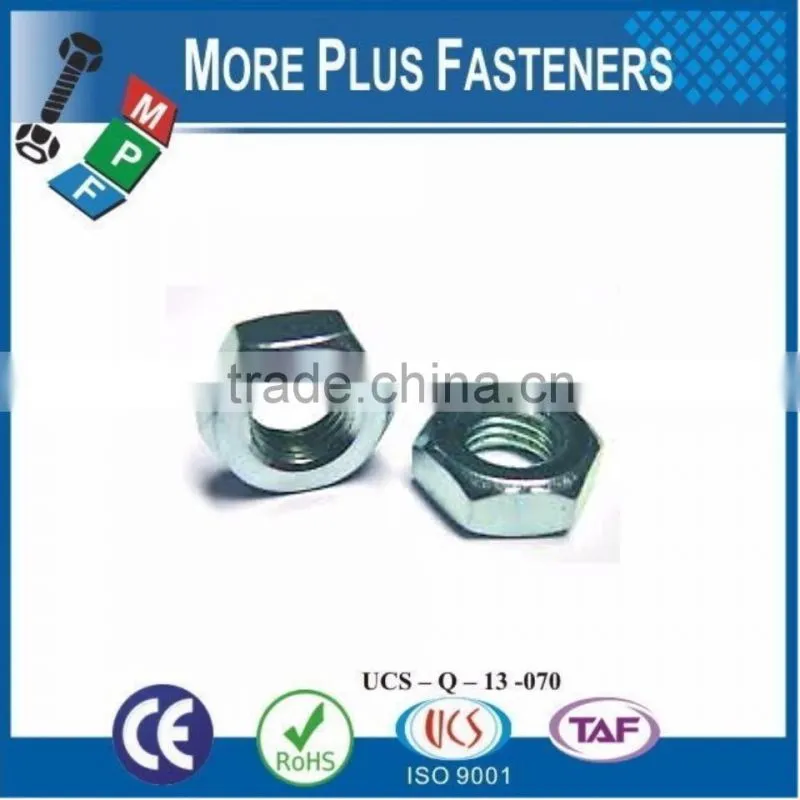 Made in Taiwan Hexagon Jam Nut Metric DIN 936 Class 4 Class 6 Coarse Thread Fine Thread Bare Steel Zinc Plated