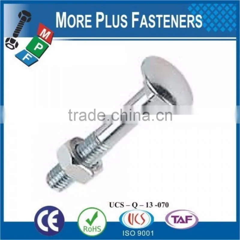 Made In Taiwan Stainless Steel General Purpose Bright Zinc Plated Bronze Coach Bolt