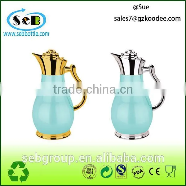 hot sell golden / Silver glass thermos vacuum flask; stainless steel kettle;double tea kettle