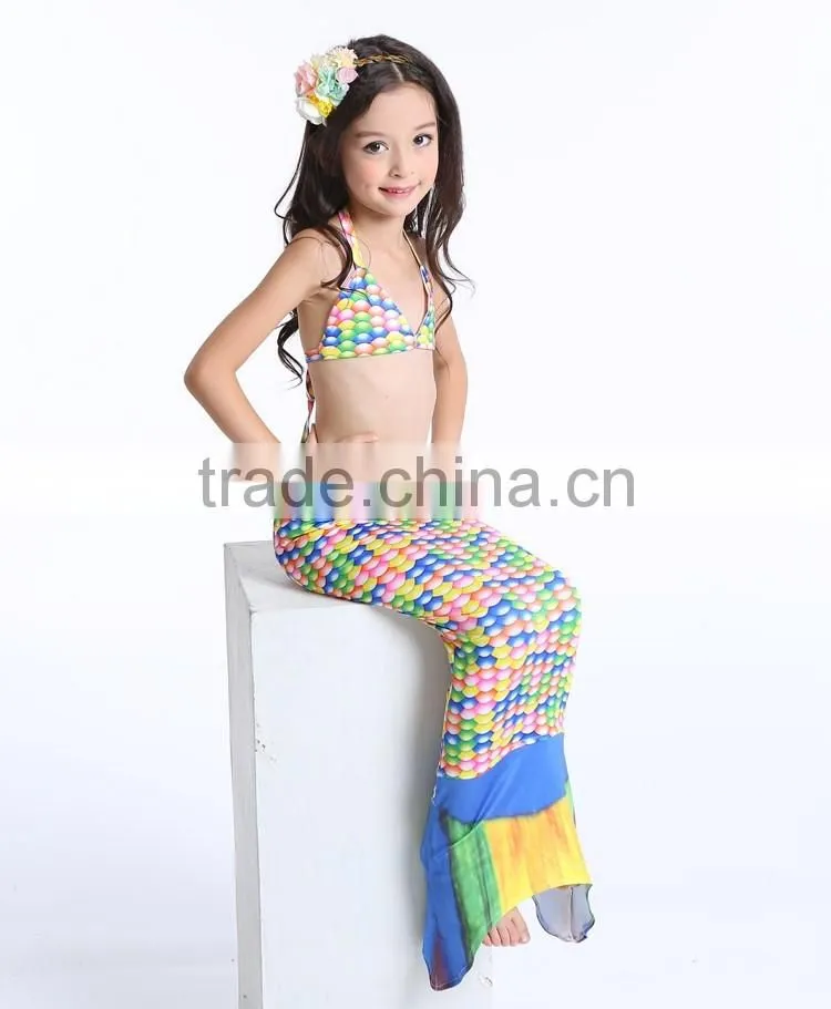 3pcs set Lovely Kid Mermaid Set Girls Swimsuit Mermaid Cosplay Costume