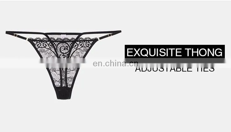 2016 Newest Luxurious lace thong sweet sexy ladies underwear black color sexy panties cotton