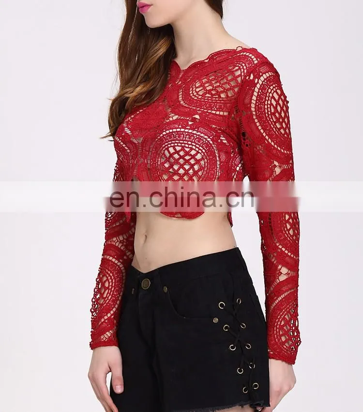 2016 Summer Latest Top Designs For Women Sexy Lace Crop Top