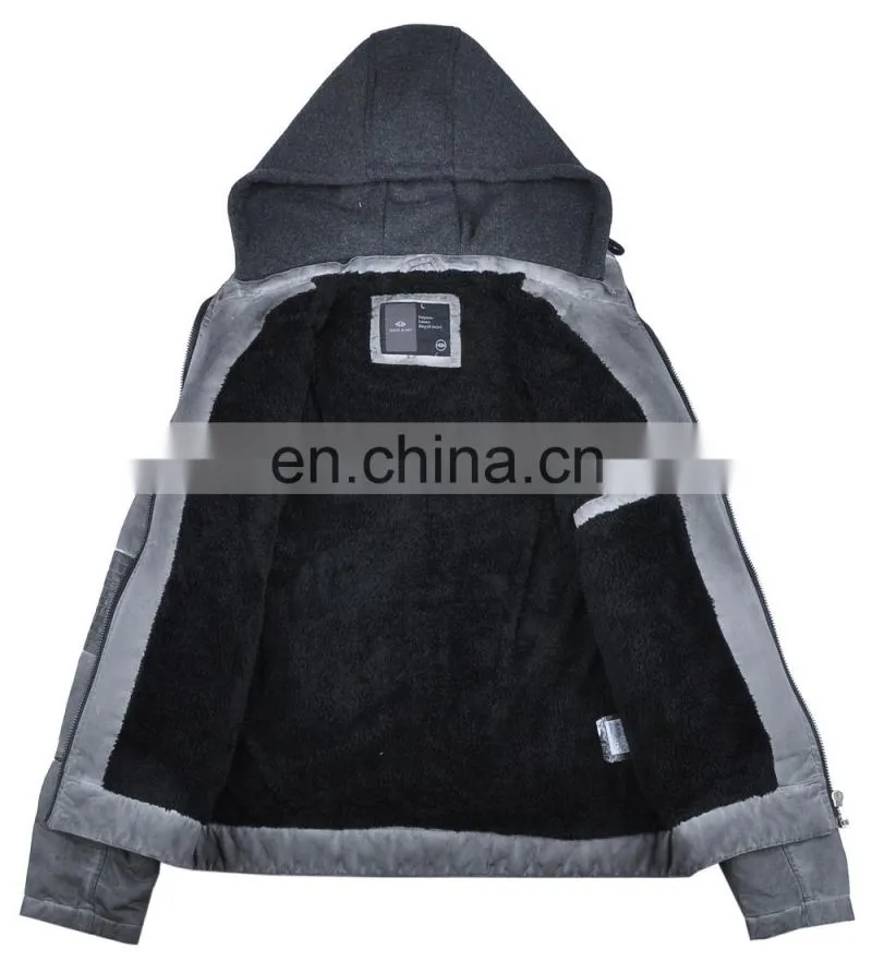 2015 Latest Fashion Men Hooded Leather Motorcycle Jacket