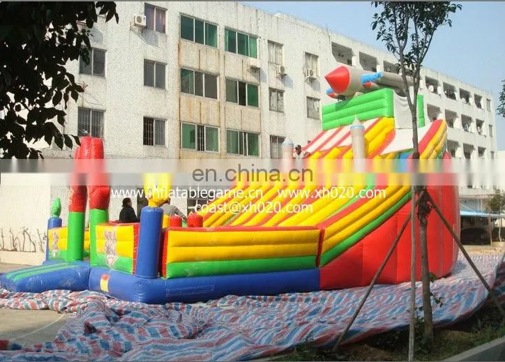Hot sale commercial grade PVC Tarpaulin brand new FU049 inflatable rocket fun city