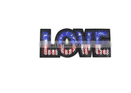 Eco-Friendly Feature and Embroidered Sequin Letter Word Applique