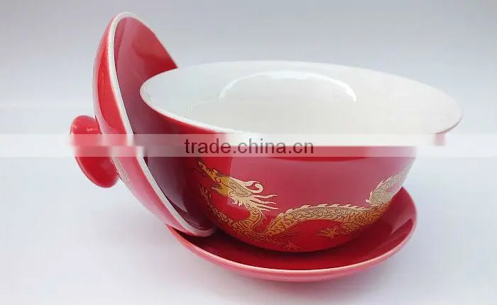 Red Porcelain Gongfu Teacup Gaiwan 120ml,tureen