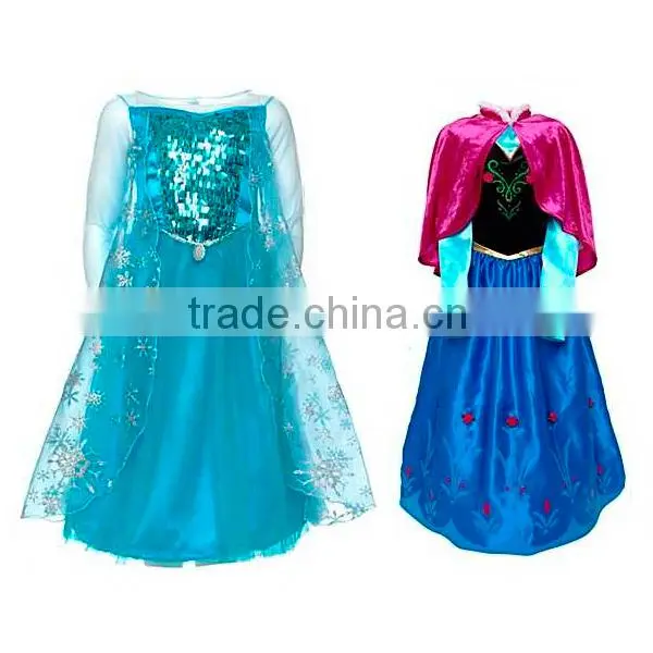 new stock wholesale frozen anna elsa costume princess dress 100-160cm for 2-12yr SU040