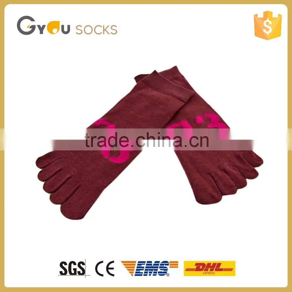 Latex cashmere five finger toe unisex sock with number pattern