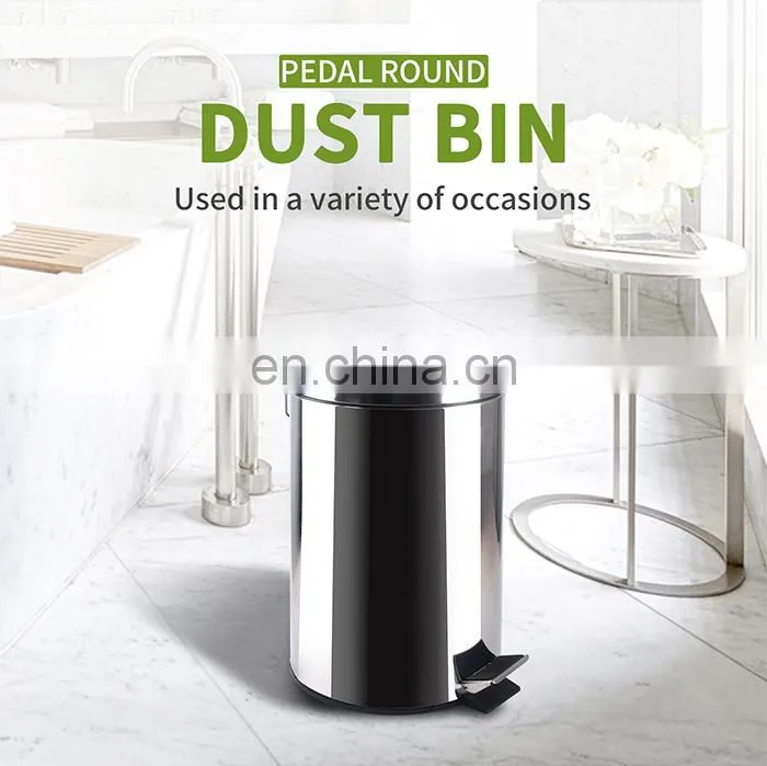 Honeyson hot 12L hotel round stainless steel waste dust bin