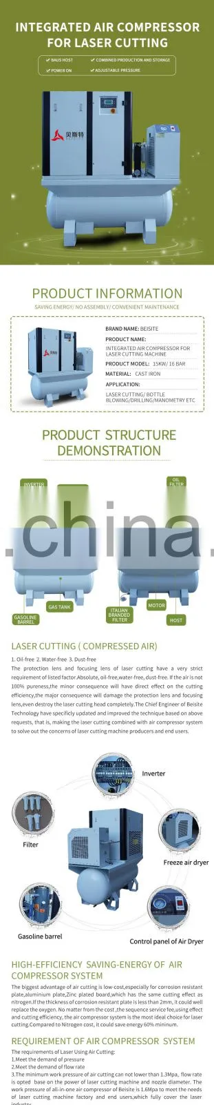 Cheapest Price Combined Screw Air Compressors Prices Integrated Direct Air-compressors Screw Air Compressor