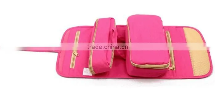 Mini folding multifunctional travel dence polyester Oxford snap cosmetic bag