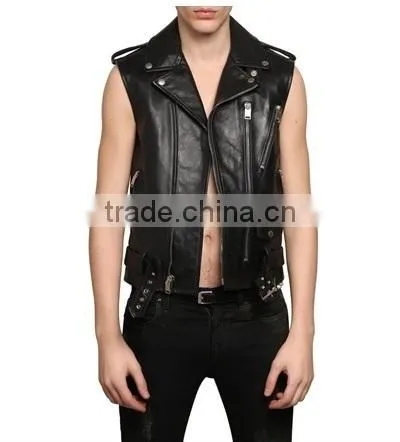 Sheep skin blue leather vests