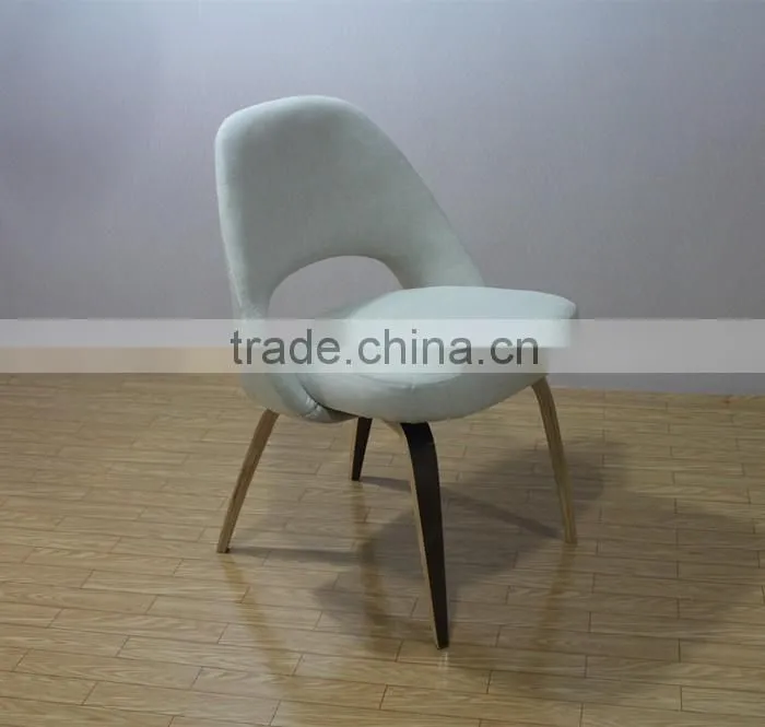 replica fiberglass wooden legs fabric/leather Saarinen executive chair by Eero Saarinen/Saarinen side chair
