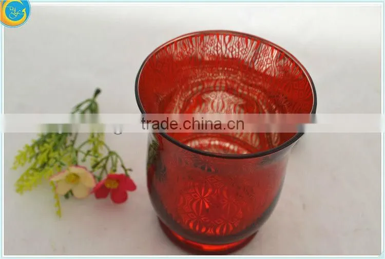 red electroplated glass candle holder