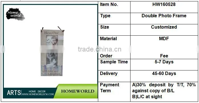 Artificial modern HOME double pictures photo frame for living room decor