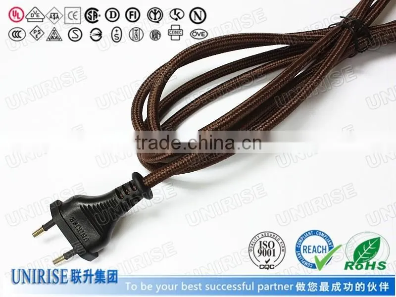 colored power cord with textile braided cable for lighting and lamp