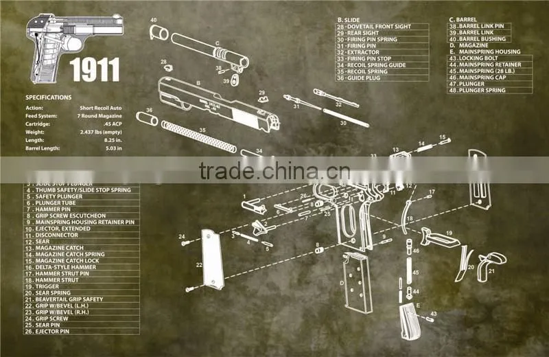 Custom design printed AR-15,AK47,Glcok,1911 gun cleaning mat,gun mat for rifle & pistol preparing and cleaning