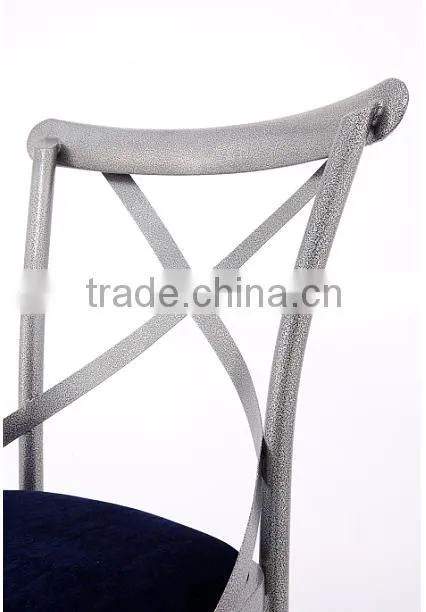 Popular metal iron PU leather seat straw cross back chair stacking in dining chairs