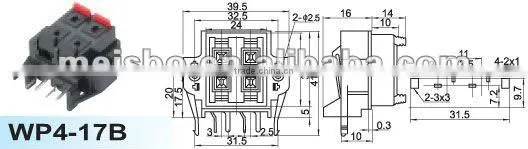 Six pole push type wire terminal clip