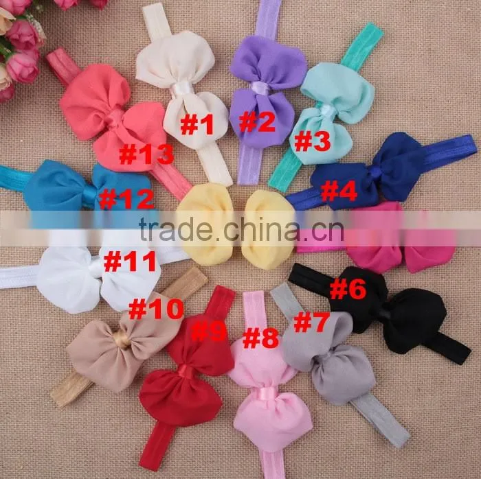 wholesale mixed color newborn baby hair accessory chiffon bows children kids headwear