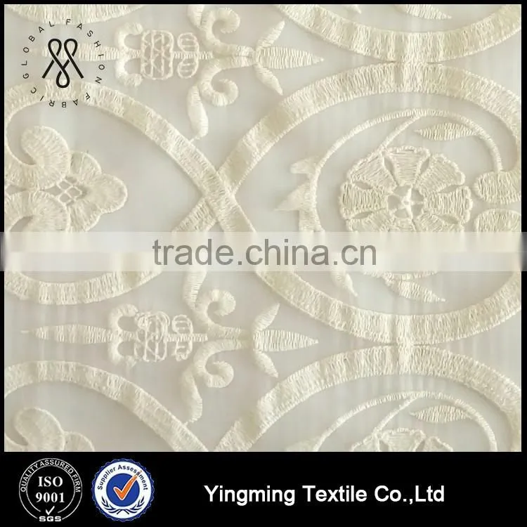 Nylon Organza Fabric with Embroidery for fashion garments,dress,skirt,wedding