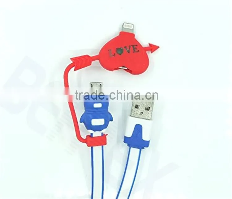 Wholeale Price 2 in 1 Micro USB Charger Cable and IOS USB Cable