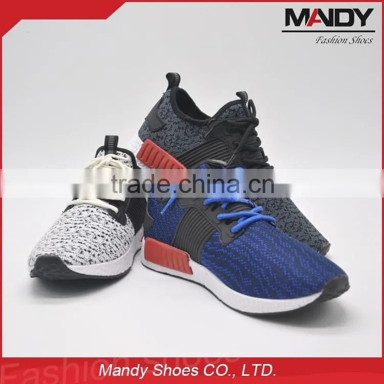 2016 Guangzhou hot selling flyknit upper mens running shoes wholesale