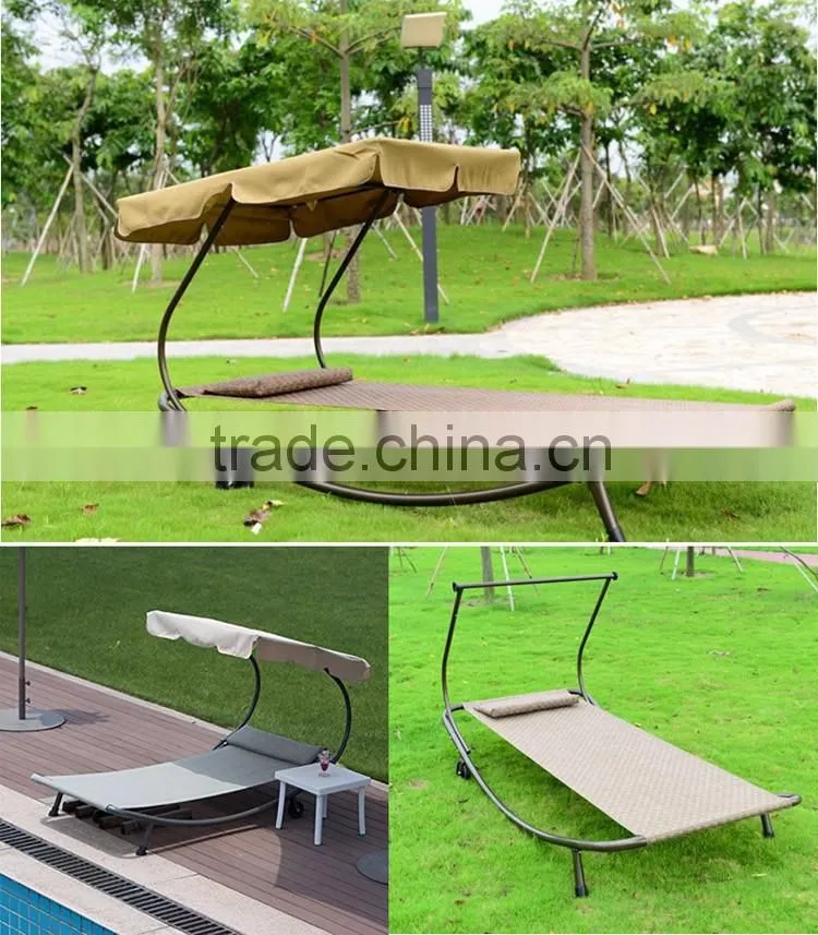 Double Hammock with Steel Stand and Sun Shade Hanging Hammock Chair Garden Swing Hammock
