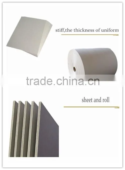 Uncoated mixed pulp 2mm Laminated duplex board with white back/230g,250g grey paper with white back