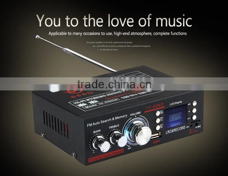 12V 2 channel amplifier YT-688D with usb/tf