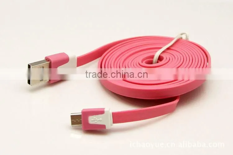 Flat Coloful micro usb cable,For Samsung usb 5pin cable