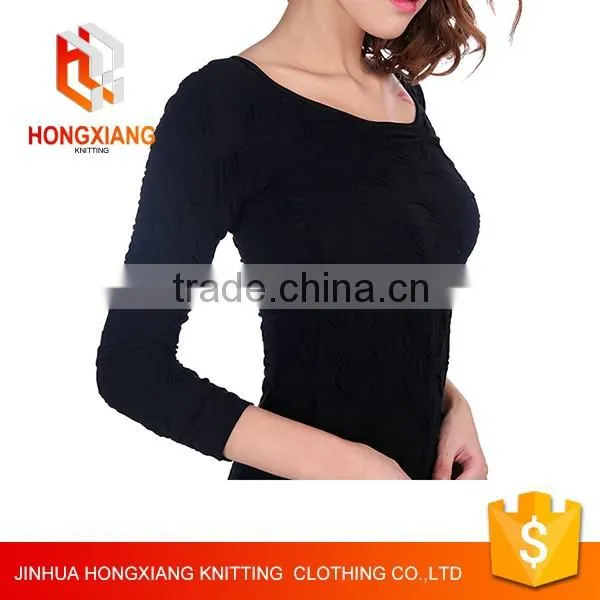 Custom Slim Fit round neck long-sleeved Clothing ladies Seamless Printing T-shirt