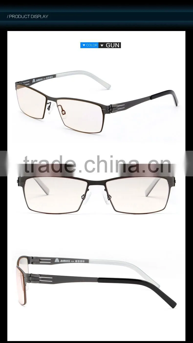AMISS Modern Elastic Thin Stainless Steel Glasses Anti Blue Light