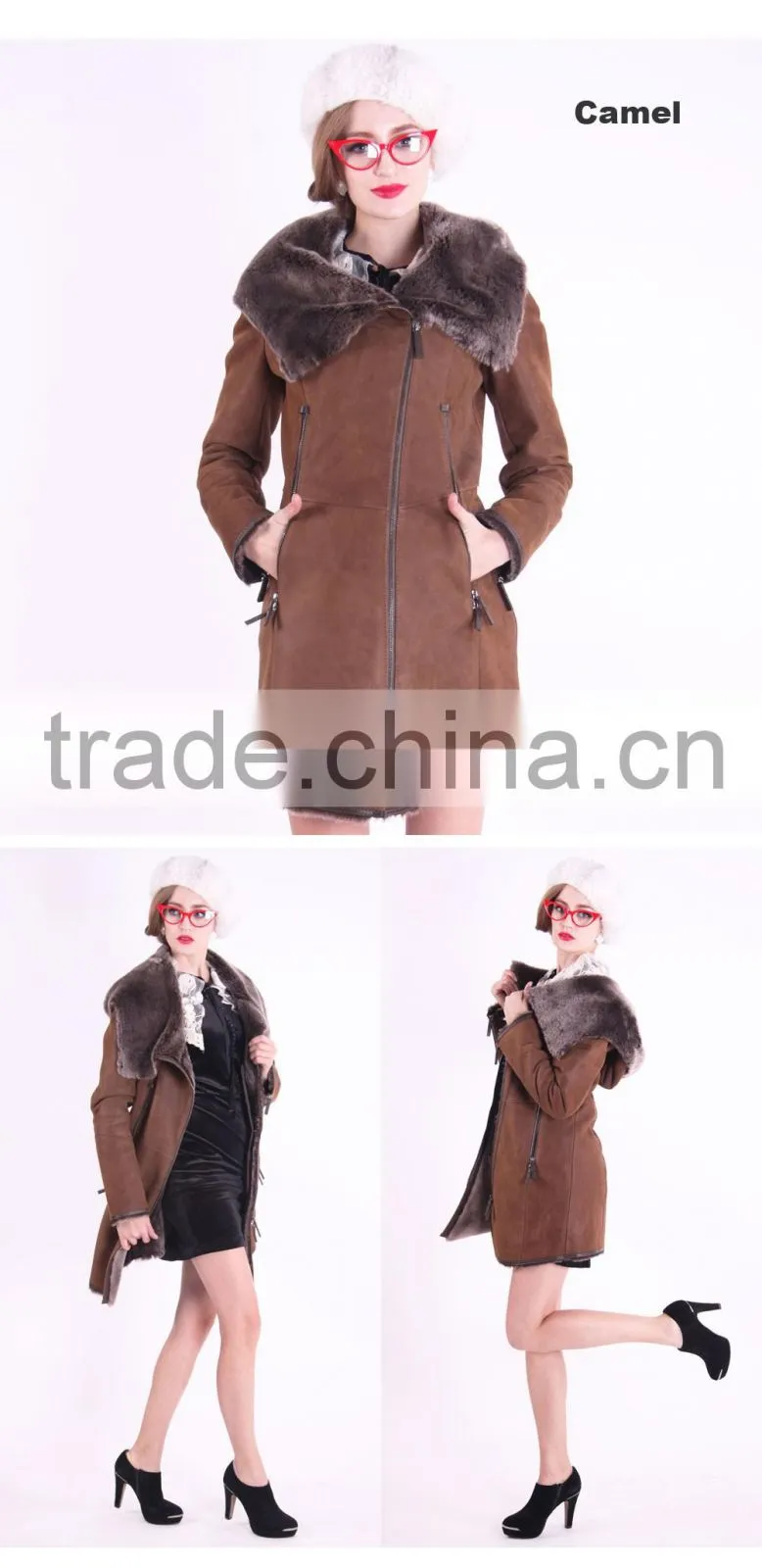 New Design Used Long Winter Women Coat With Medium Length Wool Fur