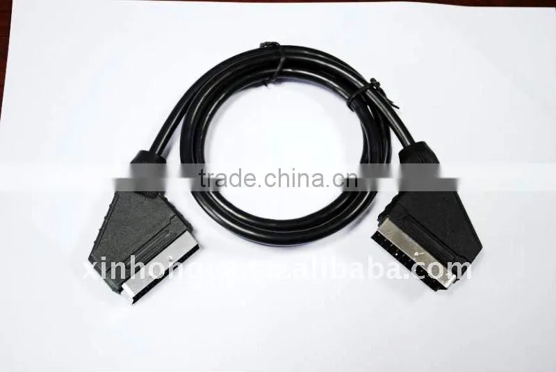High quality 21 Pin male to male scart cable Lead Fully Wired Video TV